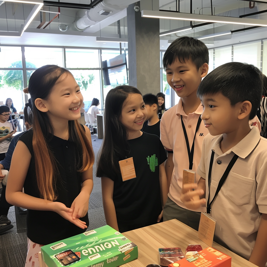 Children participating in BizWorld entrepreneurship program